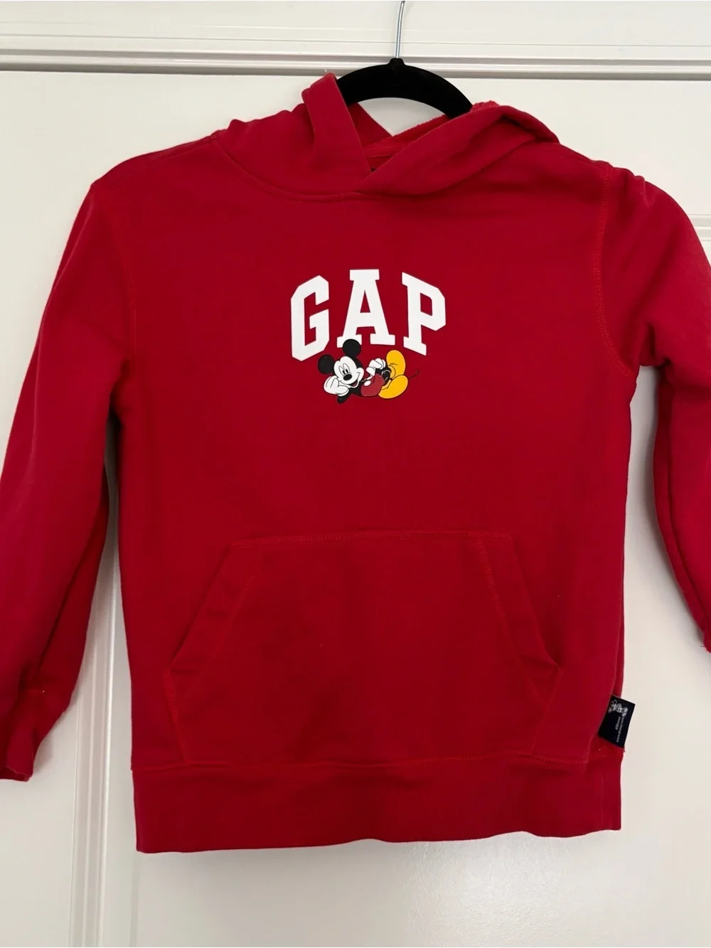 GAP + Disney Kids Red with GAP Logo & Mickey Graphic Hooded Sweatshirt